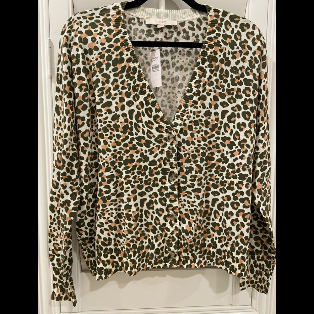 Loft cheetah leopard print cardigan NWT